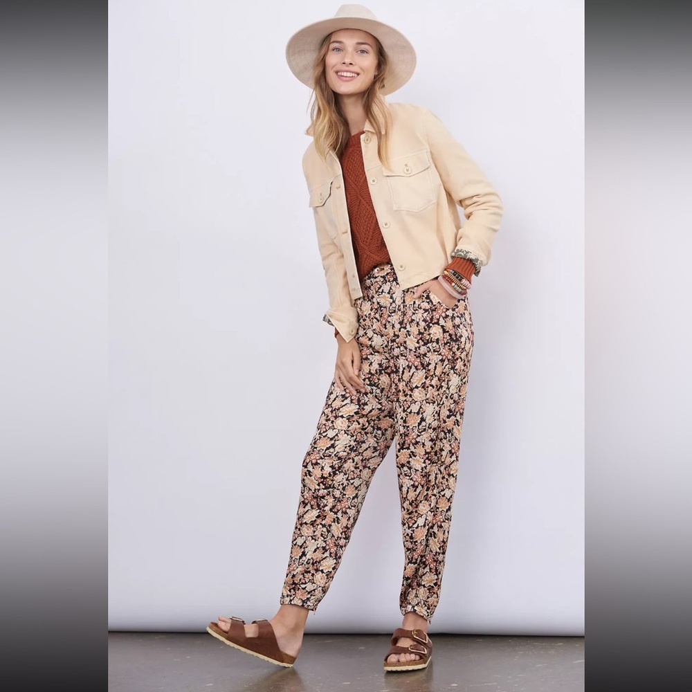 Anthropologie Diandra Pleated Joggers Floral Pants Size 10